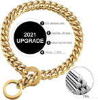 Dog Chain Collar 18K Gold High Polished Stainless Steel Cuban Link Strong Heavy Duty Chew Proof Walking Training Chain Leash Collar for Small Dogs(15mm,16")