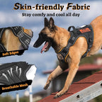 rabbitgoo Dog Harness Medium Sized No Pull, Tactical Service Pet Vest with Molle and Control Handle, Adjustable and Reflective Military Harness for Easy Walking and Training, Black, M