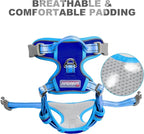 BARKBAY No Pull Dog Harness Front Clip Heavy Duty Reflective Easy Control Handle for Large Dog Walking(Sapphire Blue & Blue,XS)