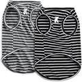 Koneseve Dog Shirt Vest Lightweight Stretchy Dog T-Shirt Soft Cool Shirts Sleeveless Stripe Vests Breathable Clothes for Puppy Kitty Cats Small Medium Large Dogs 2 Pack Black + Grey [XL/Extra Large]