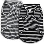Koneseve Dog Shirt Vest Lightweight Stretchy Dog T-Shirts Soft Cool Sleeveless Stripe Vests Breathable Clothes for Puppy Kitty Cats Small Medium Large Dogs 2 Pack Black + Grey [ 6XL ]