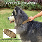 Tactical Dog Collar with Handle, Military Adjustable Heavy Duty Metal Buckle Dog Collars Soft Nylon Training Collar for Medium Large Dogs (Brown, Medium)