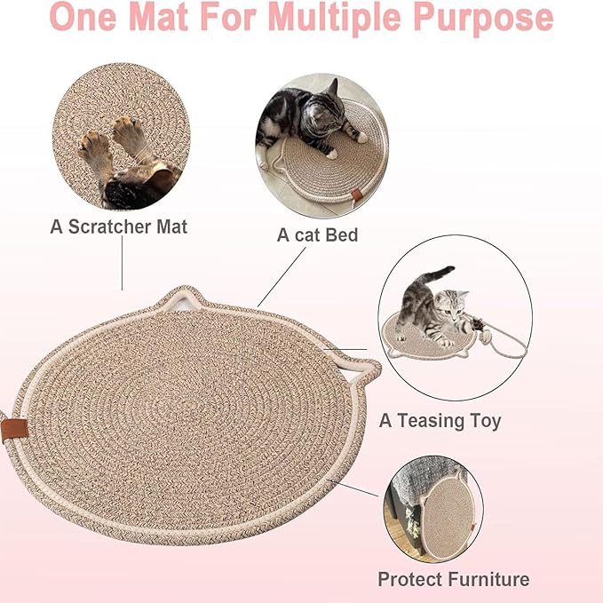 Celery Pets, Dual Scratching Pad for Cats, Celery Pets Cat Scratcher Mat, Natural Cotton Rope Cat Scratching Mat, Scratching Pads for Indoor Cats (Brown,20in)
