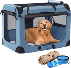 Petprsco Soft Collapsible Dog Crate, 40 inch Portable Dog Crates for Large Dogs, XL Dog Crate for Travel, 3 Door Foldable Pet Kennel with Durable Mesh Windows Indoor & Outside