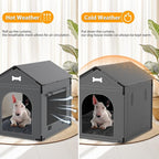 Large Dog House Indoor with Plush Cushion, Dog Kennel for Inside with Sturdy Frame, Waterproof Pet House Suitable for Small Medium Dogs, 27x21x27in, Gray