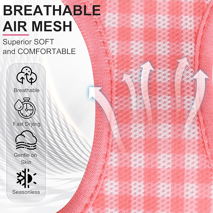 AIITLE Breathable Mesh Dog Vest Harness, No Pull Escape Proof Vest Harnesses with Reflective Bands, Adjustable Plaid Pet Outdoor Harnesses for Small and Medium Dogs Watermelon M