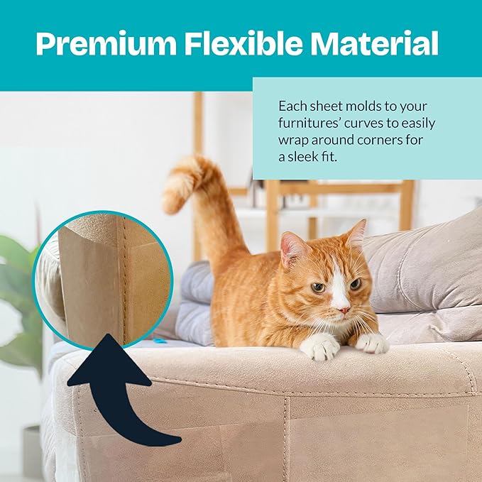 Reli. Cat Scratch Furniture Protector (14 Pack, Double Sided), Combo Pack | Cat Couch Protector from Claws/Clear Anti Scratch Furniture Shield