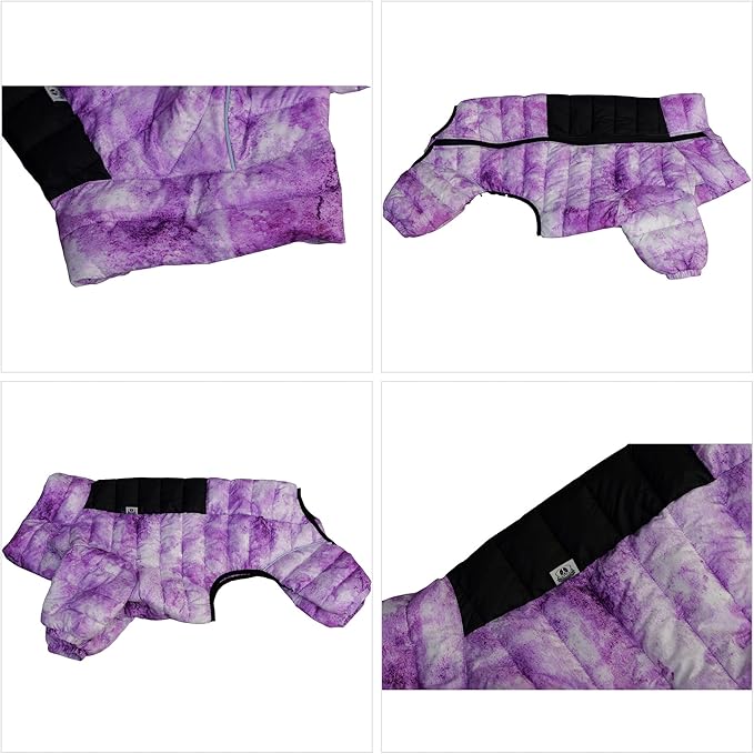 Micai Warm Dog Coat - 4 Legs Covered Waterproof Windproof Reflective Vest, Zippered Adjustable Outdoor Snow Jacket for Small Medium Large Dogs - Purple XXXL