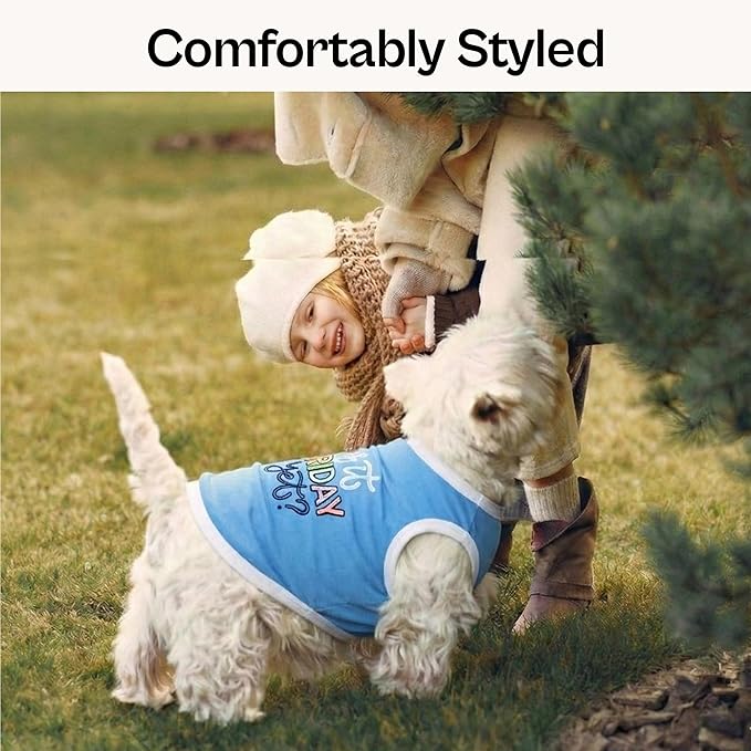 Parisian Pet Dog Shirt – 100% Cotton Shirts for Small Dogs – Sleeveless Puppy Vest – Lightweight and Breathable Pet Apparel – Pullover Summer Dog Clothes - Stretchy Funny T Shirts for Dogs