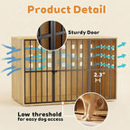 Extra Large Dog Crate Furniture, 47.2 Inches Wooden Dog Crates for Medium & Large, Decorative Kennel Indoor with Lockable Door, Heavy Duty Pet Crate Side Tbale for Living Room, Natural