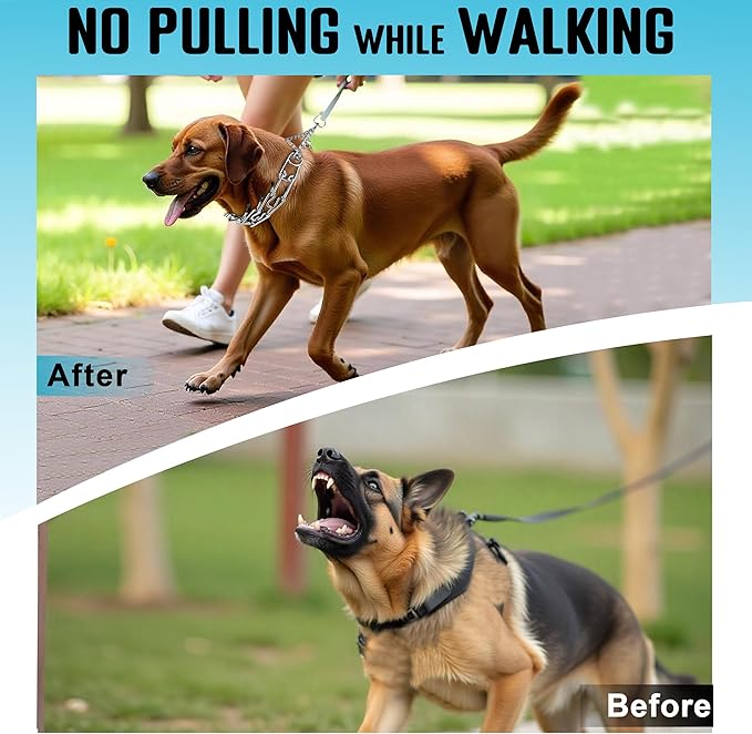 MOZETO Dog Collar, Adjustable Quick Release Stainless Steel Dog Training Collar with Metal Buckle for Medium/Large Dogs