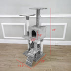 FixtureDisplays® 19.7X23X49" Cat Tree Condo Furniture with Sisal-Covered Scratching Posts, Plush Condo, 2 Platforms, Perch Hammock for Kittens, Cats and Pets Light Gray 12240-NF
