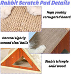 Rabbit Scratching Pad Cardboard, Natural Sisal Bunny Scratch Ball 2-in-1 Rabbits Enrichment Toys Pet Scratcher Interactive Toy for Indoor Bunnies Ferrets Chinchillas Small Animals