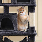 Topeakmart 62.2 inches Cat Tree, Cat Tower w/Double Condos, Scratching Posts & Hammock, Cat Activity Tree Kitten Play House, Black