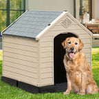 YITAHOME Plastic Dog House, Waterproof Indoor Outdoor Doghouse for Large or Small Dog, with Air Vents and Elevated Floor, Easy Assemble and Clean