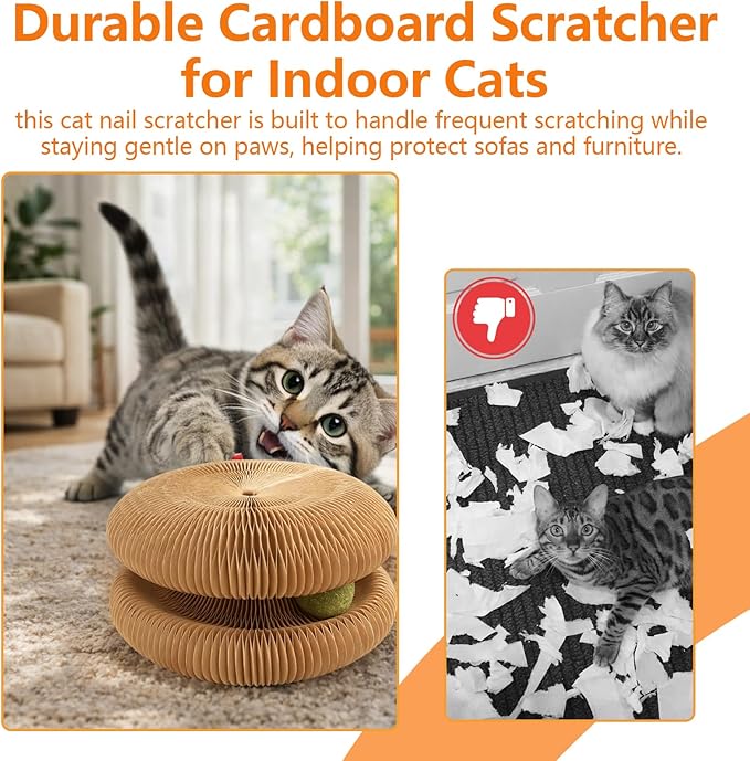 New Mint Ball Cat Scratching Board Toy, Upgrade Magnetic Interactive Kitty Toy, Shape Shifting Cardboard Cats Toys for Entertaining, Magic Organ Cat Scratcher Pads for Indoor Cats (2 pcs)