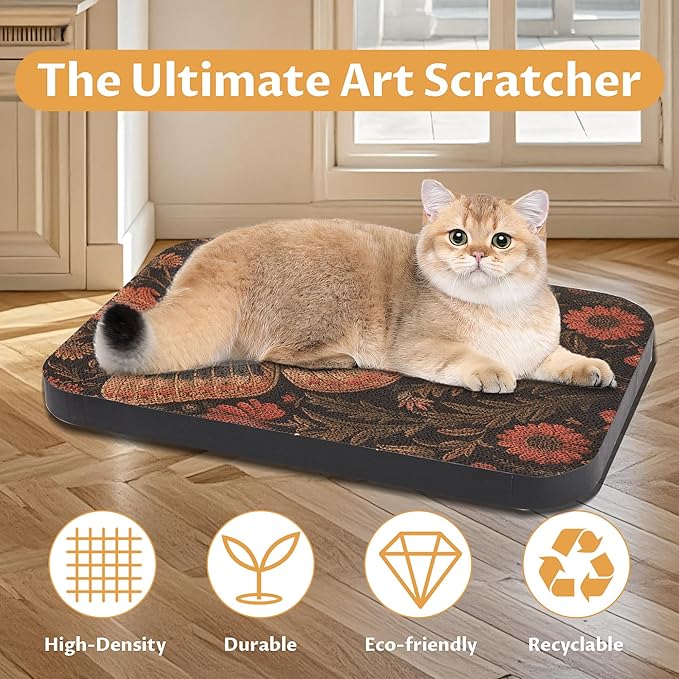 2 Pack Art Cat Scratcher, Wall-Mountable Cat Scratch Pad, Cat Wall Scratcher 16.7x11x1 Inch Cat Scratching Board for Indoor Cats Toy(Butterfly & Rabbit)