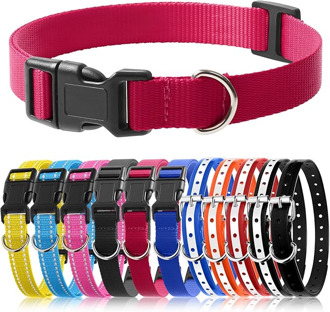 PetJoy Shock Collar Replacement Strap, Dog Replacement Collar with D-Ring, 2 Pack Adjustable Nylon Dog Collar Strap, Pet Safe & Durable for Training Collars
