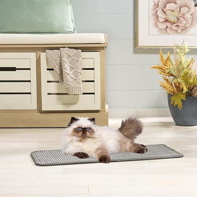 SAFAVIEH Cat Scratch Mat Pad Collection, 16" x 24", Gray, Boucle Weave, Velcro & Slip Resistant Backing