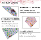 ADOGGYGO Floral Dog Bandanas, Spring Summer Daisy Pet Scarf, Premium Fabric, Purple Pink Flower Bandanas for Small Dogs (Small)