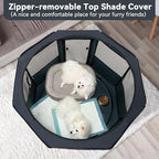 PETSFIT 45.5" Dog Playpen with Dual Zipper Doors –Sturdy Foldable Pet Playpen for Large & Medium Dogs with Removable Mesh Top and Leakproof Bottom