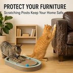 Extra Long 26" Folding Cat Scratch Pad with Chasing Balls Double Sided Interactive Cardboard Cat Scratcher Cat Scratching Board for Cats Cardboard Scratching Pads for Indoor Cat Toy