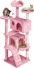 Topeakmart 61in Cat Tree for Indoor Cats, Cat Tower with Scratching Posts Spacious Perch & Platform for Kittens, Pink