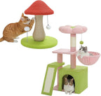 PETEPELA Flower Cat Tree for Indoor Cats, 31.5'' Small Cat Tower Cat Condo with Sisal Scratching Ramp+Mushroom Cat Scratching Post, Cat Scratcher Cute with 100% Sisal Covered Scratching Post