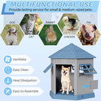 Fancyango Sturdy Dog House Indoor Outdoor for Small Medium Dogs, Weatherproof Puppy Shelter with Elevated Floor & Air Vents, Easy Clean and Assemble (Blue, 36.61" L x 29.5" W x 37.4" H)