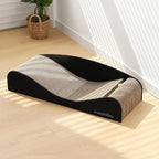 FUKUMARU Cardboard Cat Scratcher Bed, Extra Long 29.1 Inch Cat Scratch Bed Couch Indoor, Natural Felt Multifunctional Cats Scratching Lounger, Horizontal Kitten Cats Scratch Pad with Ball Toy, Black