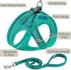 Dog Harness with Leash Set, No Pull Adjustable Reflective Step-in Puppy Pet Vest Harnesses for Small Medium Large Dogs and Cats,Forest Green M