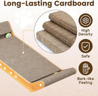 Large Cat Scratching Cardboard Pad, 24" Indoor Horizontal Corrugated Scratcher Bed with Interactive Ball Track, 2-in-1 Reversible Activity Board Lounger for Kitten Claws, Strong High Density