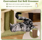 Tangkula Cute Cat Tree, Multi-Level Aesthetic Kitten Tower with Sisal Scratching Posts, Condo, Bed, Padded Plush Cushion, Self Groomer, Hammock, Perch, Green Small Cat Tree Tower for Indoor Cats