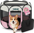 Dog Playpen, Portable Puppy Pet Crate Indoors for Small/Medium Dogs Cats Rabbits, Foldable Dog Cage Enclosure for Outdoor, Pop Up Dogs Tent Kennel with Carrying Case, Pink