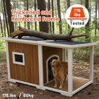 Dog House Outdoor, 59” Insulated Dog House, Weatherproof Outdoor Dog House Insulated with Elevated Floor and Openable Roof, Wooden Dog Houses Large