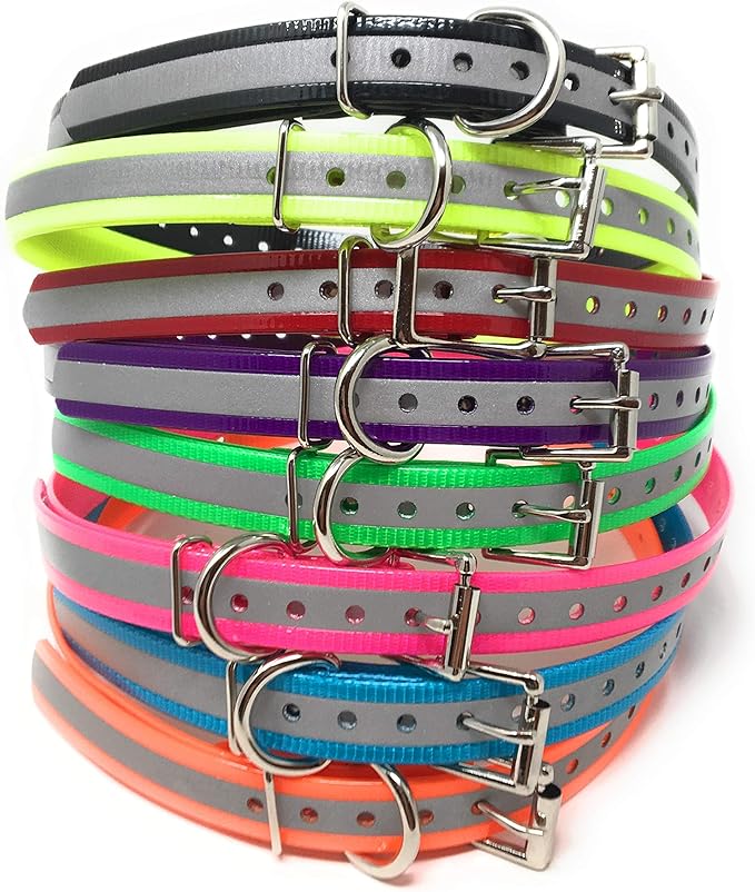 Replacement Strap for Dogtra Collars - 3/4" Wide Ultra-Durable Dog E-Collar Replacement for Training, Bark, Shock, Electric, and GPS Collars - 28" Adjustable Length Reflective Purple