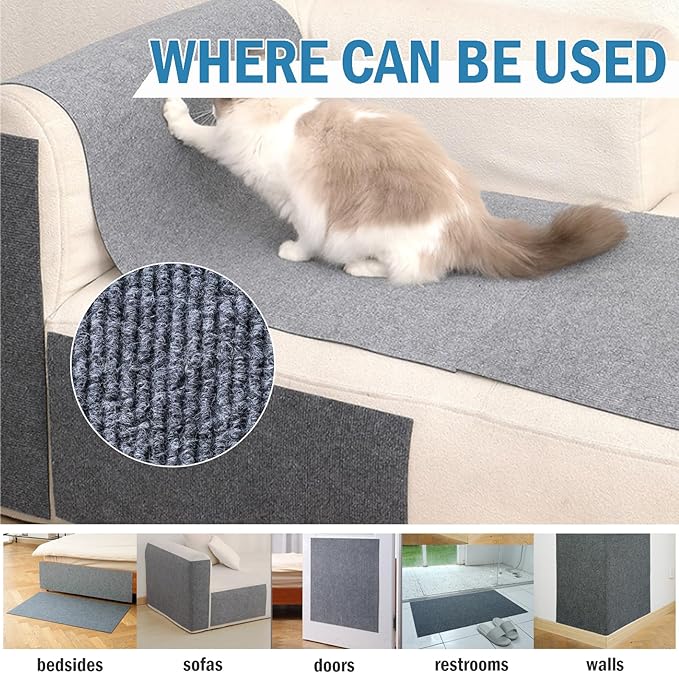 Self-Adhesive Cat Scratching Mat, 118"x11.8" Cat Scratch Furniture Protector, DIY Cat Scratch Pad Self-Adhesive, Trimmable Self Adhesive Couch Protector from Cats Claws, Protects Sofas and Chairs