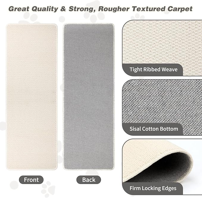 FHTONGE 39.4x15.8 Thickened Cat Wall Climbing Carpet with 16 Fixed Nails, Extra Large Tall Cat Scratch Pad for Wall, Wall Mounted Climbing Cat Scratcher for Furniture Couch Sofa Protector(MilkyWhite)