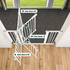 keny 36" Extra Tall Baby Gate for Doorways, Fits Openings 29.7" to 46" Wide, Auto Close Pressured Mounted Dog Gate for Stairs, No Drilling Easy Install Pet Gate, White