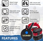 Educator K9-802 Two Dogs K9 Handler Professional E-Collar Training Collar with Remote - Up to 1 Mile Range, Waterproof, Rechargeable, 100 Stimulation Levels, Vibration, Tone, 33-Inch Bungee Collar