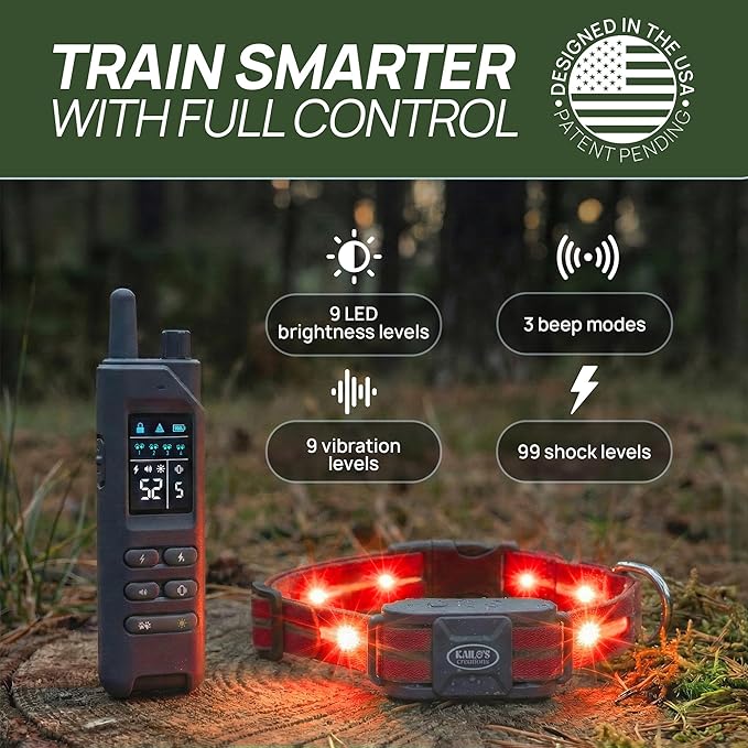 Dog Shock Collar (New Version) with 360° LED Lights – 4200FT Dog Training Collar with Remote, IPX8 Waterproof, Beep/Vibration/Safety Shock Modes, Rechargeable E-Collar for Dogs