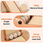 3 Transformable Shapes Cat Scratching Post - Adjustable L-Shape Sisal Scratcher with Multiple Fresh Fun Play Modes, 100% Natural Solid Beechwood& Sisal, Eco-Friendly Furniture Protector