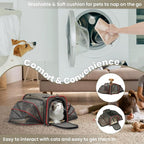 Petsfit 2 Side Expandable Pet Carrier Dog Carrier Cat Carrier for 2 Cats, 19" Lx 12" Wx 12" H, with Soft Cushion, Built-in Safety Rope, Pockets, Fit for Car Travel