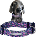 Lucky Love Dog Wide Dog Collar - Adjustable, Durable, Soft Webbing, & Comfortable 1.5 inch Wide Collar for Dogs Male and Female with Strong Buckle - Primrose, X-Large