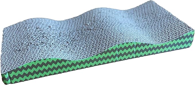 SPOT Wave Cat Scratcher - Corrugated Scratching Board with Wavy Design, Made from 100% Eco-Friendly & Recyclable Cardboard, Encourages Good Scratching Behavior - 17" Board with Catnip Pouch Included
