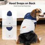 Fleece Lining Extra Warm Dog Hoodie in Winter,Small Dog Jacket Puppy Coats with Hooded,Beige and Blue S