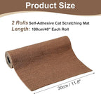 uxcell Self-Adhesive Cat Scratching Mat, 2 Roll 39.4" x 11.8" Couch Protector from Cat Claws for DIY Sofa, Wall, Doors, Cut Anti Cat Scratch Pad Carpet Mat, Brown