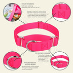 Country Brook Petz - Martingale Dog Collar - Heavy-Duty Training Collar with No Buckle - Service Dog Collar for All Pups - 10+ Warm Colors (Hot Pink, 3/8 Inch, 3XS)