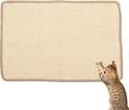 Cat Scratcher Mat, 23.6 x 15.5 Inch Natural Sisal Scratching Pad for Indoor Cats Wall Scratchers with Tape for Couch, Protect Sofas, Carpets,Floor(Brown)