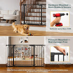 Cumbor 36.6-64" Extra Wide Baby Gate for Stairs, Dog Gates for Doorways, Auto-Close Pet Gate Indoor, Pressure Mounted Walk Through Safety Child Gate for Kids Toddler, Tall Pet Puppy Fence Gate, Black